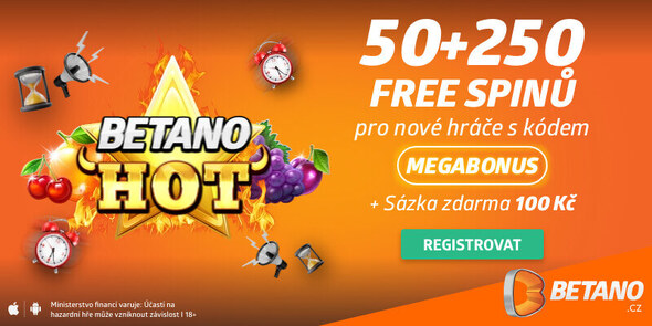 Registrační kód MEGABONUS přinese 50 free spinů navíc