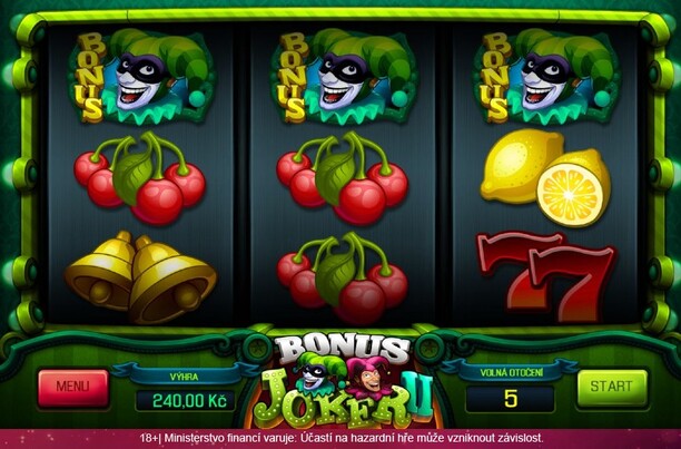 Hrací automat Bonus Joker II - Wild symbol Bonus Joker a free spiny ze hry