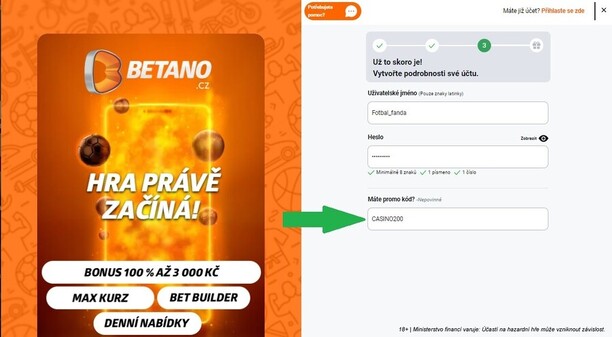 Registrační promo kód zadejte do příslušného pole ZDE