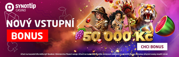 Casino SYNOTTIP bonus 50 000 Kč za registraci