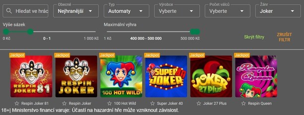 Vyfiltrujte si u Chance nejlepší automaty