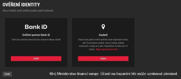 Ověření identity pro dokončení registrace