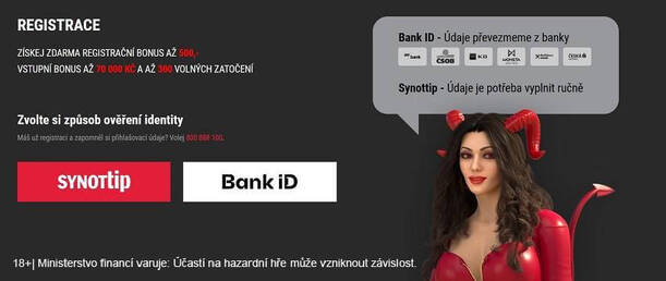 Registrace - výběr způsobu ověření identity