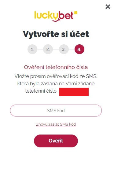 LuckyBet - vytvořit účet