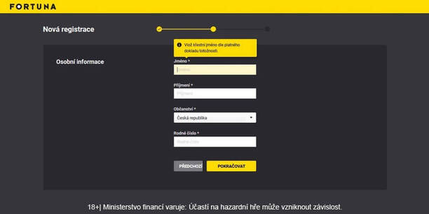 Fortuna - registrace - formulář2