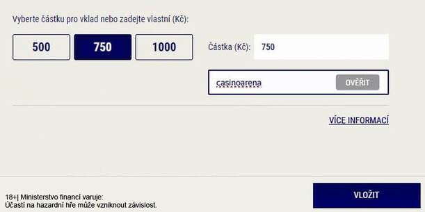 Ověření kódu u Sazka Her.