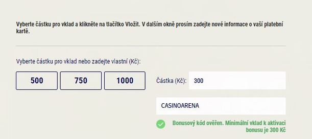 Sazka promo kód CASINOARENA