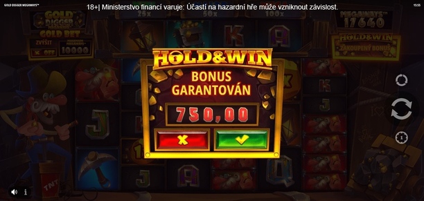 Bonus buy ve hře Gold Digger Megaways.