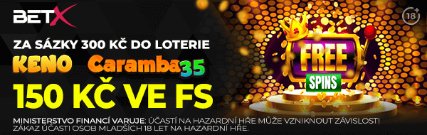 Bonus BetX loterie – získejte 150 Kč na free spiny