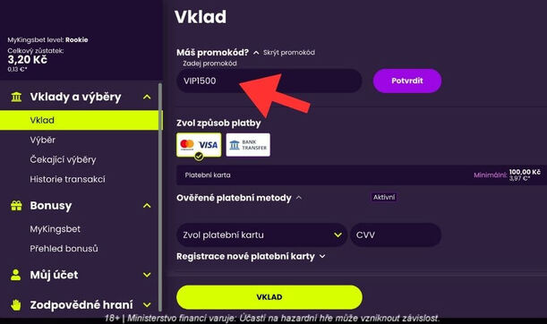 Kingsbet promo kód – VIP1500