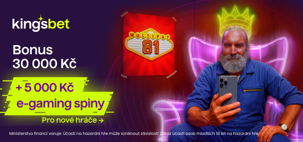 Bonus až 30 000 Kč + 5 000 Kč ve free spinech u Kingsbetu Bonus až 30 000 Kč + 5 000 Kč ve free spinech u Kingsbetu