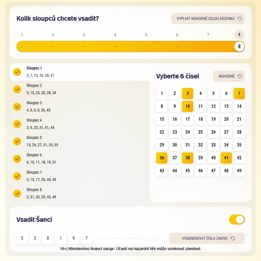 Vsaďte si Sportku online přímo u Sazky – vyplňte si tiket podle sebe.