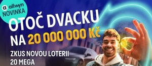 Už za 20 Kč jste ve hře o 20 milionů. Vsaďte si online u Allwynu.